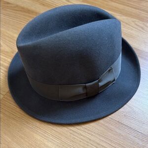 Ace My Sales Low Rider Gray Fedora Hat with Ribbon Size 6 3/4 Made in USA Wool